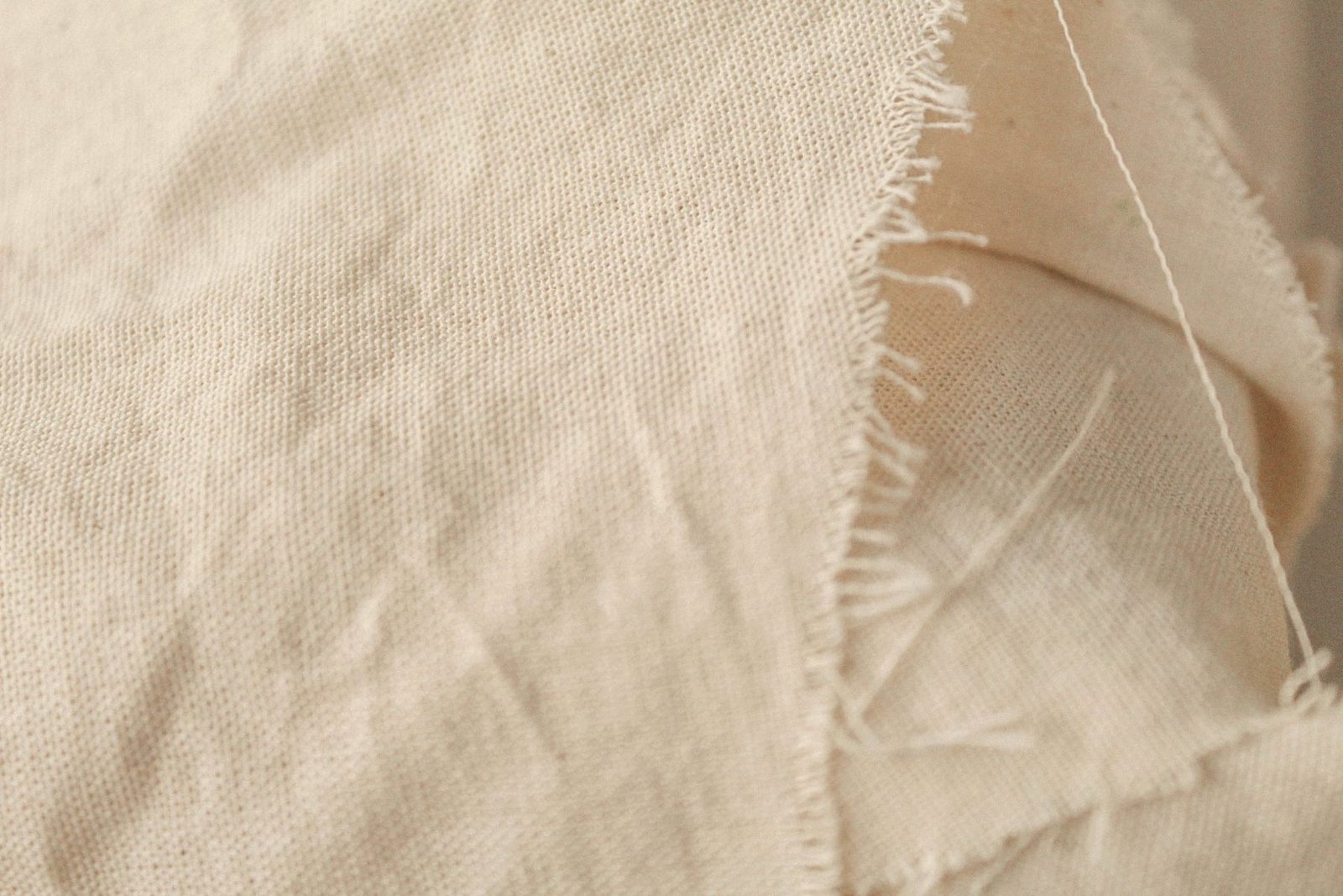 A folded edge of heavy cream canvas, the weave visible.